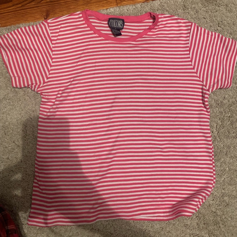 Vintage Pink and White Striped T-Shirt